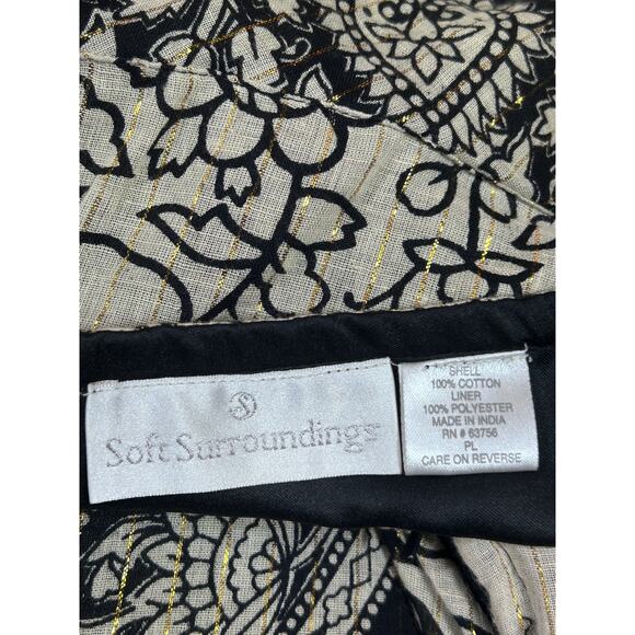 Soft Surroundings Maxi Skirt PL Metallic Gold Floral Bird Sequin Trim Lined Boho - Picture 6 of 9